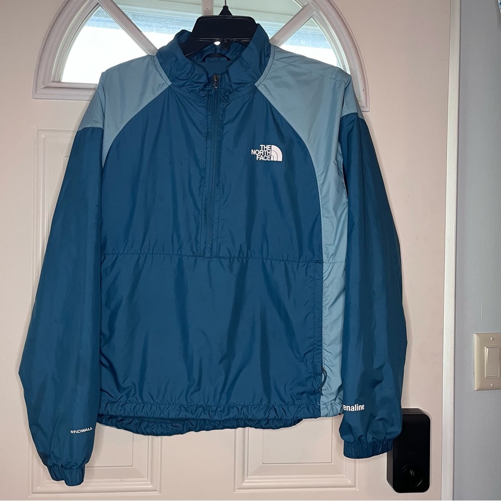 The North Face Teal and Light Gray Pullover